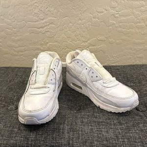 Nike Kids' Air Max 90, white leather, little kids size 3